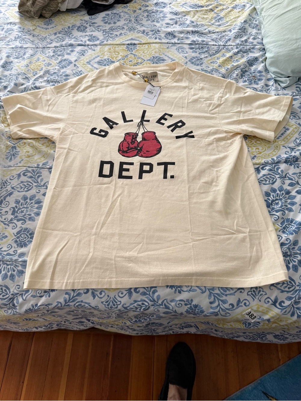 Gallery Dept Cream Tee with Red Boxing Glove Graphic